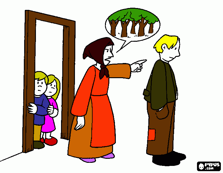 Inicio da história João e Maria para colorir e imprimir