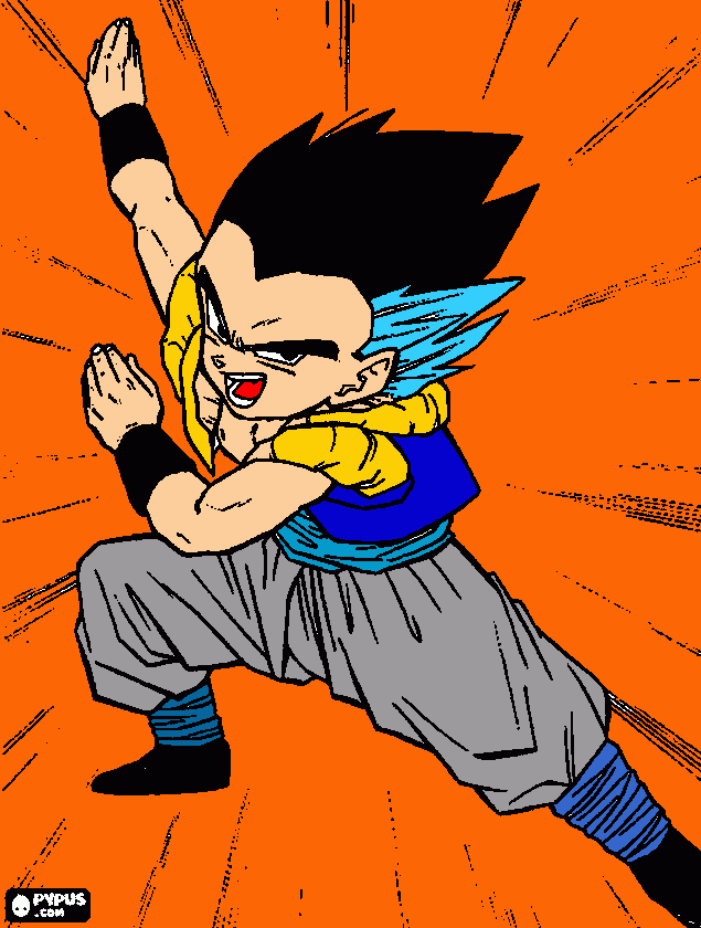 isso eo gotenks que ea fusão do goten eo tranks para colorir e imprimir