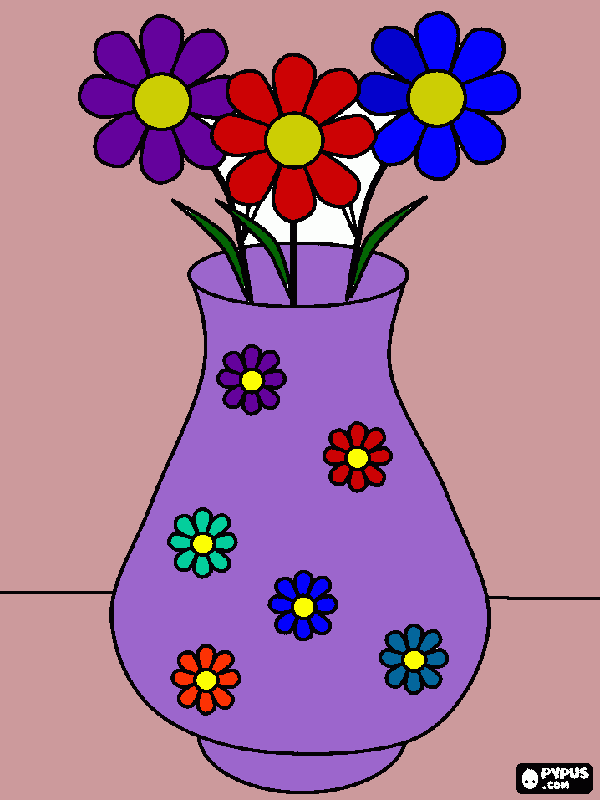 jarra com flores para colorir e imprimir