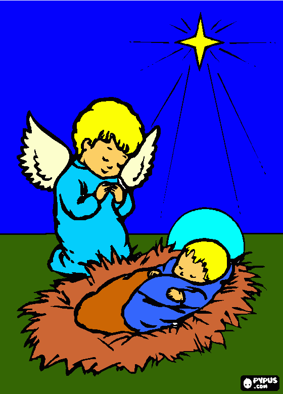 jessus e um anjo para colorir e imprimir