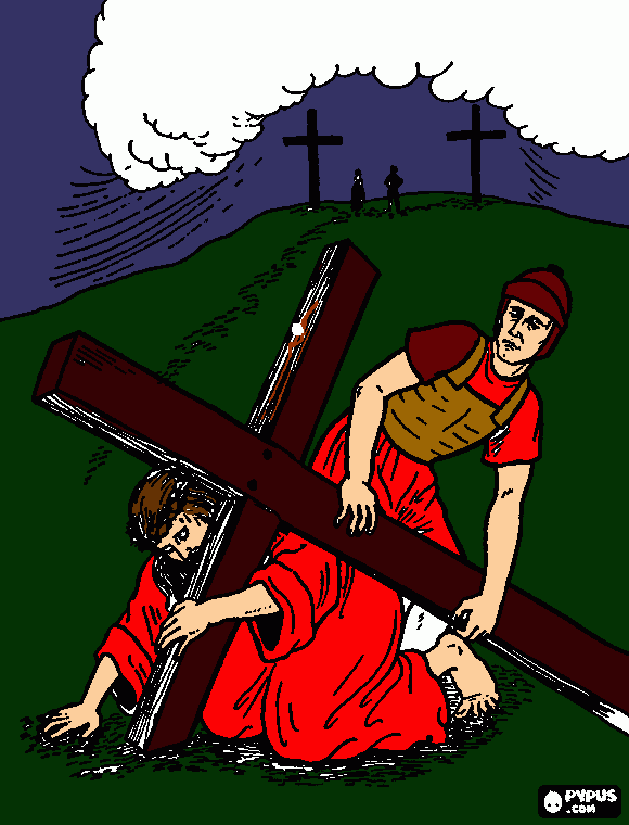 Jesus a caminho do calvario para colorir e imprimir