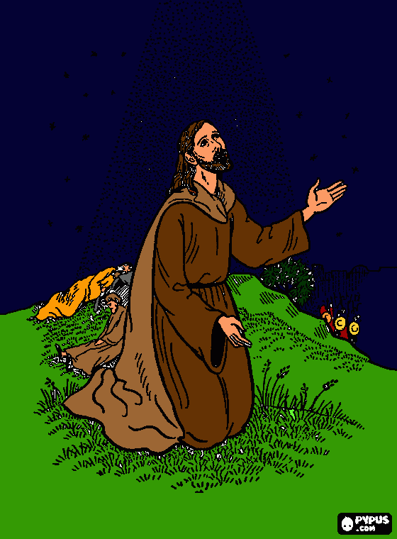 Jesus a orar para colorir e imprimir