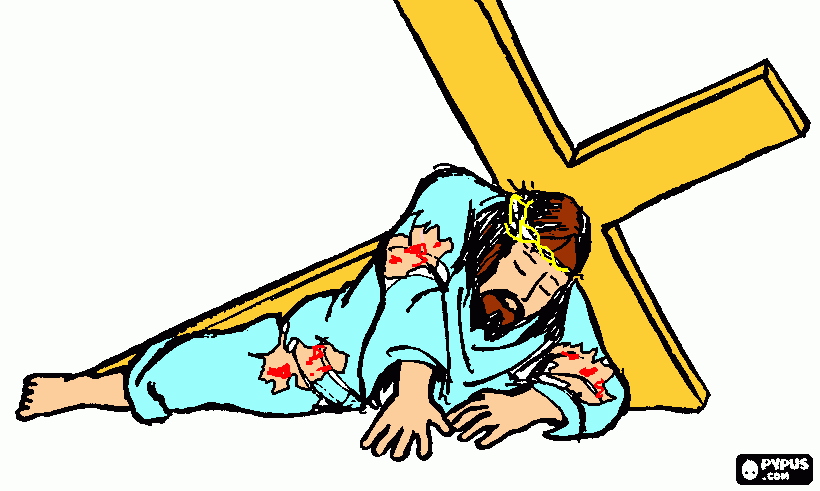 jesus caido no chão encuanto carregava a cruz.. para colorir e imprimir
