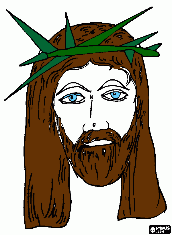Jesus com a coroa de espinhos para colorir e imprimir