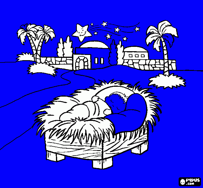 Jesus Cristo na manjedoura para colorir e imprimir