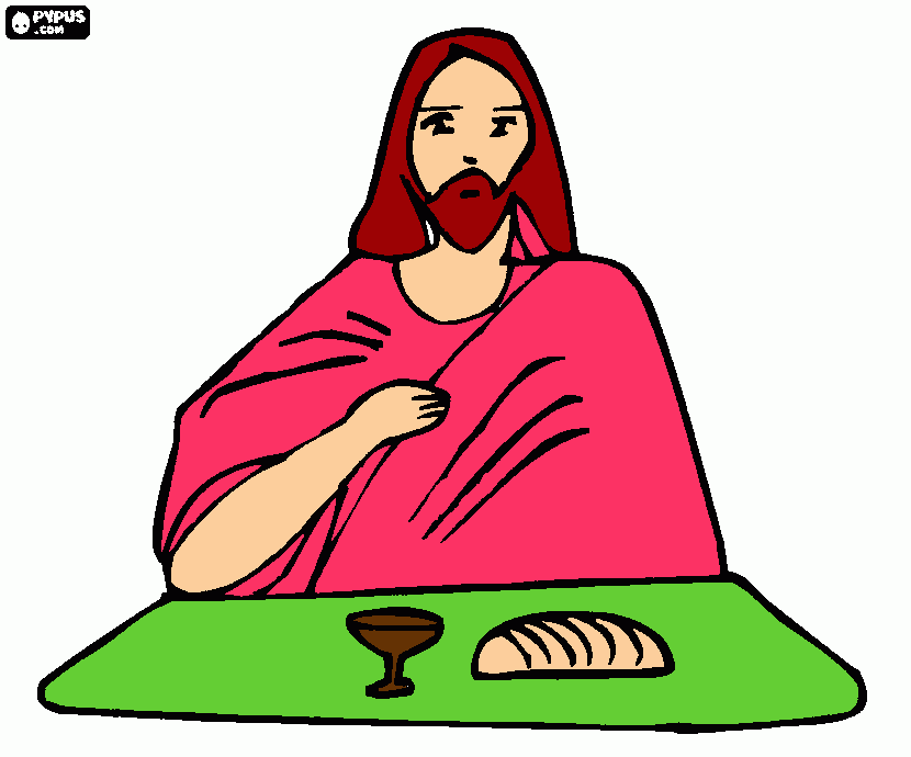 jesus  e  a  bençao  do  pao  e  do   vinho para colorir e imprimir