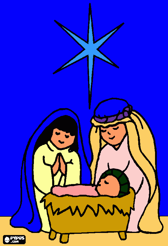 jesus maria e jose,coma estrela de belem para colorir e imprimir