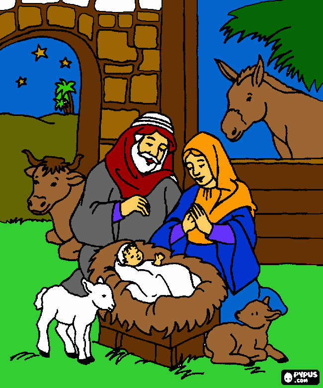 jesus na manjedora para colorir e imprimir