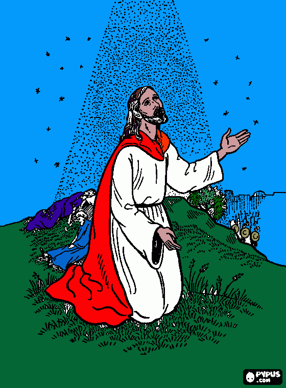 Jesus orando no Getsemani para colorir e imprimir