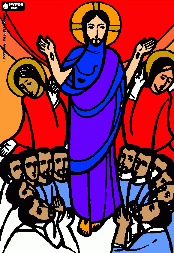 Jesus ressuscitado e os apóstolos para colorir e imprimir