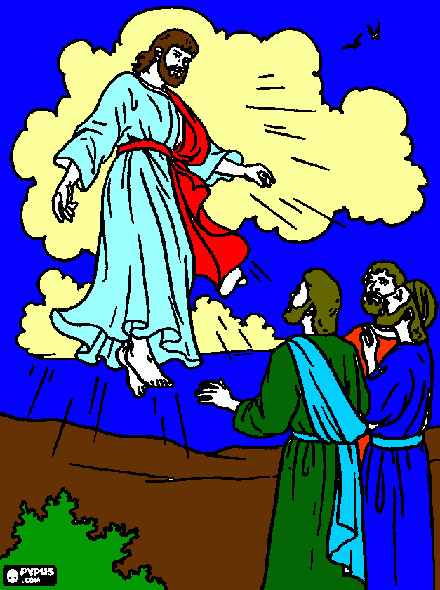 JESUS subino aos ceus para colorir e imprimir