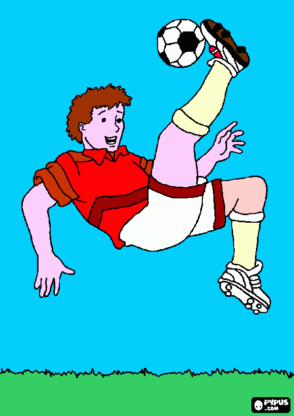 jogador de futebol fazendo bikai para colorir e imprimir