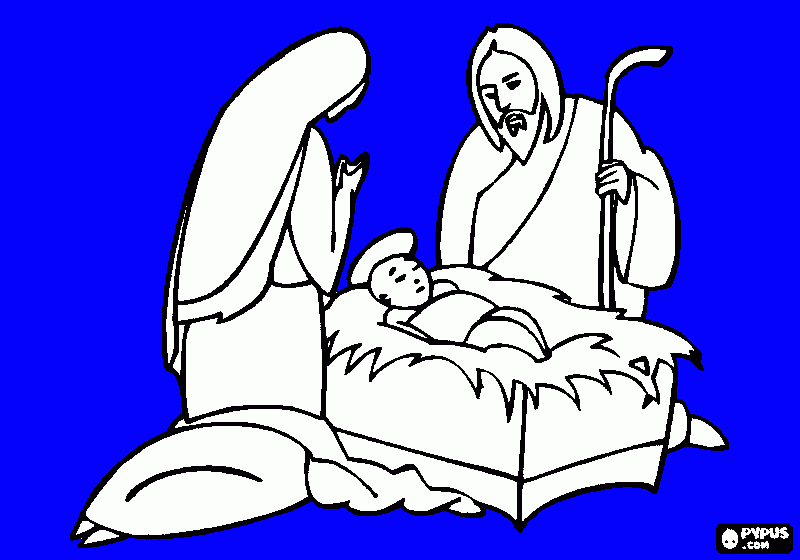josé, maria e menino jesus para colorir e imprimir