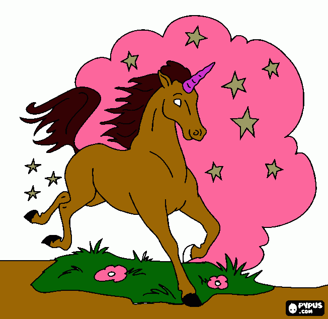 jovem cavalo com chifre espiral para colorir e imprimir