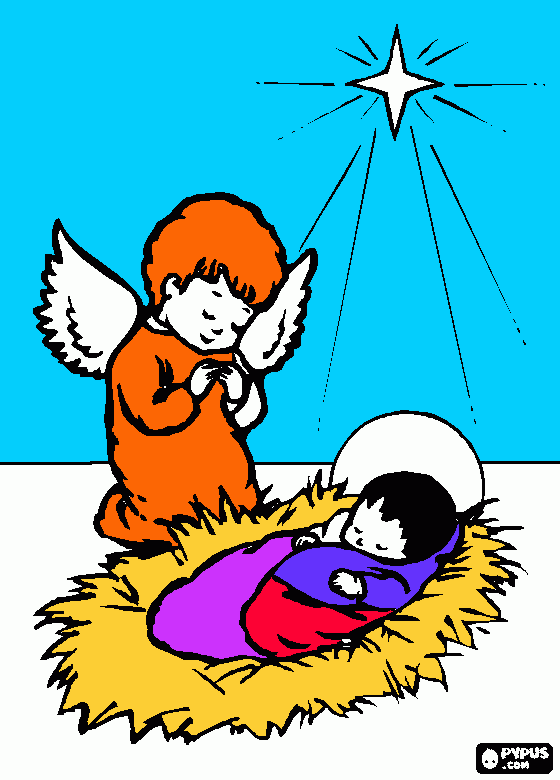Jsus na mangedoura para colorir e imprimir