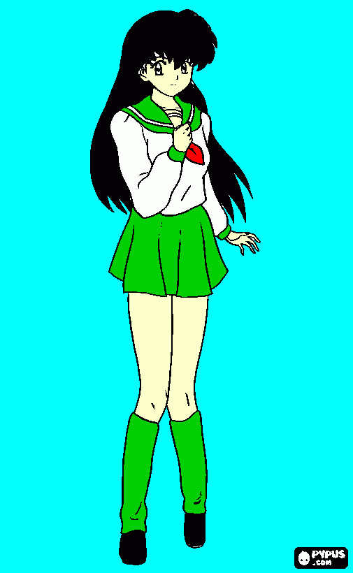 kagome higurashi a reencarnação da sacerdotisa kikyou para colorir e imprimir