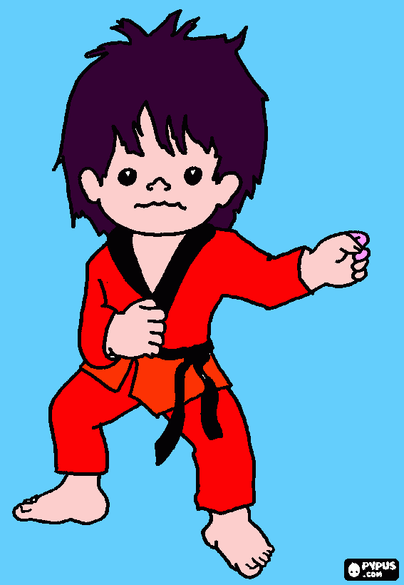 karate base de luta infantil para colorir e imprimir