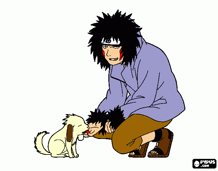 Kiba Inuzuka e seu cão  para colorir e imprimir