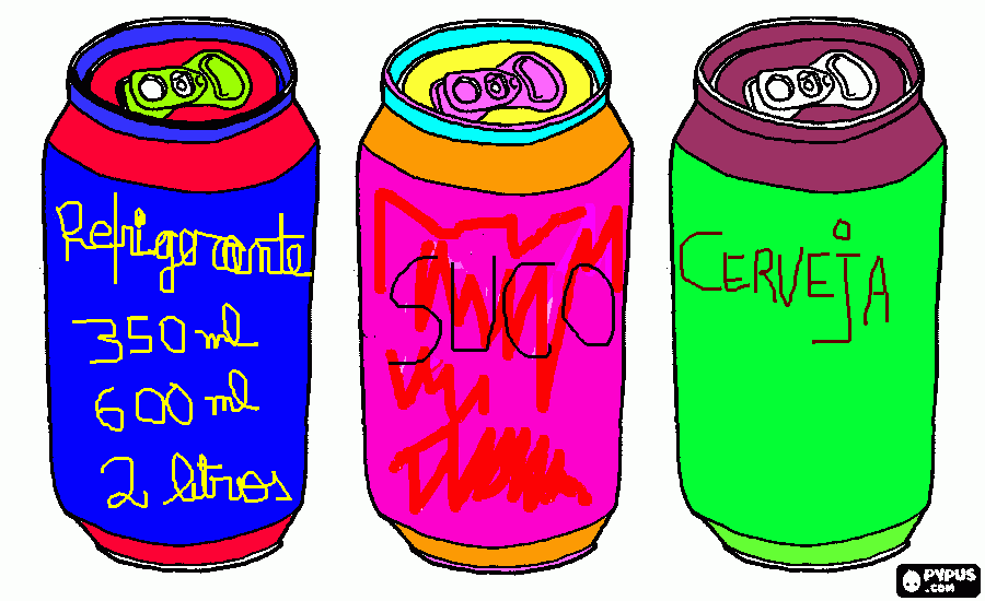 latas de bebidas para colorir e imprimir