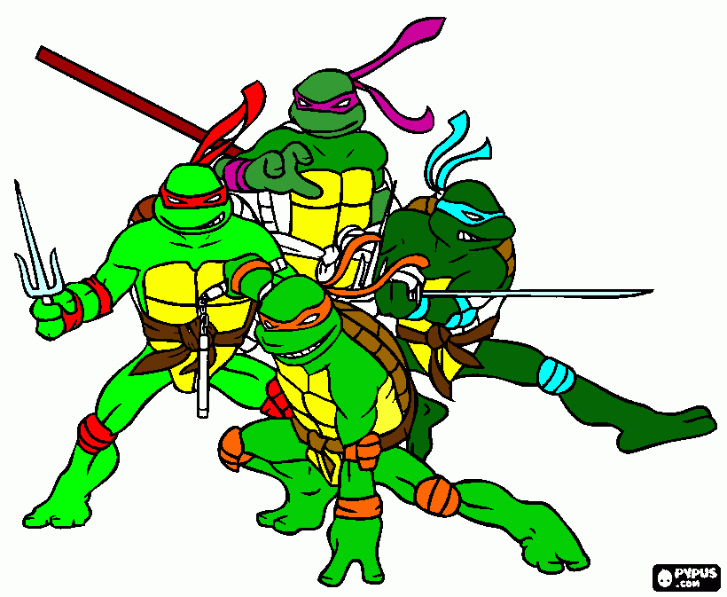 leo,donni,raph e mick para colorir e imprimir