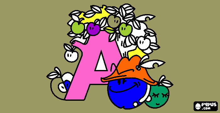 letra A decorada para colorir e imprimir