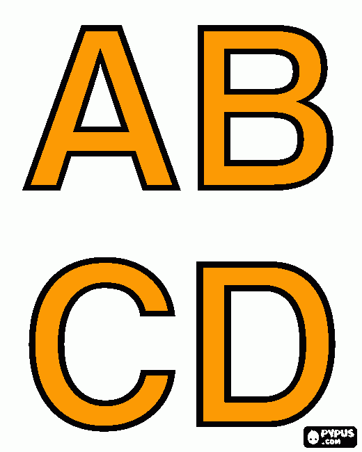 letras A-B-C-D- para colorir e imprimir