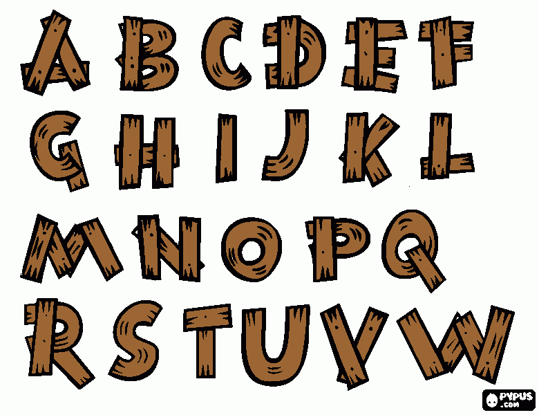 Letras em formato de madeira para colorir e imprimir