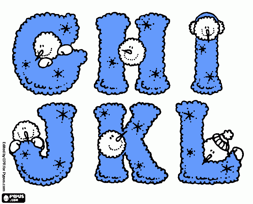 LETRAS INVERNO 02 para colorir e imprimir