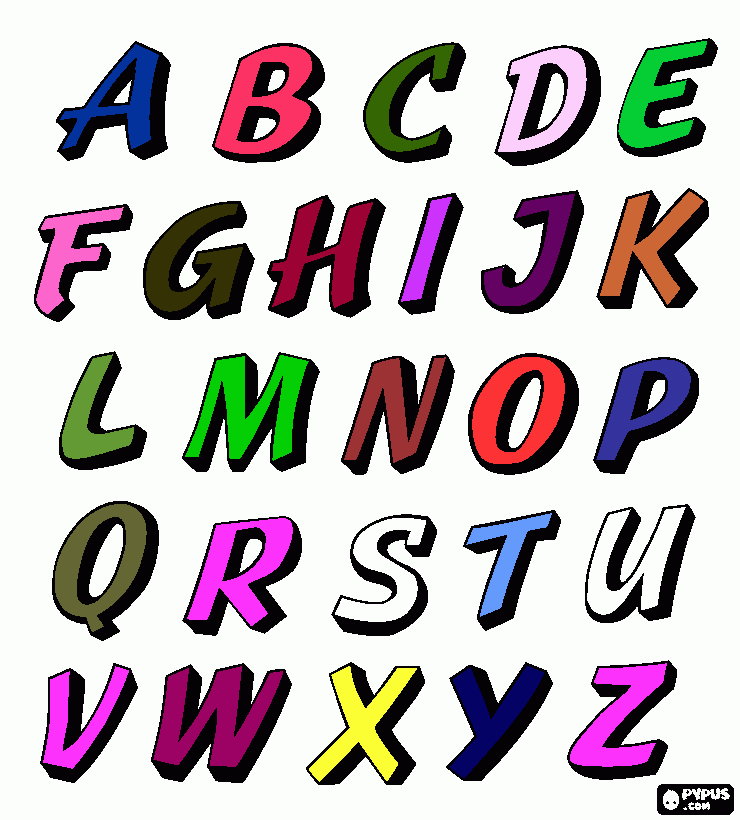 letras maiusculas com sombra para colorir e imprimir