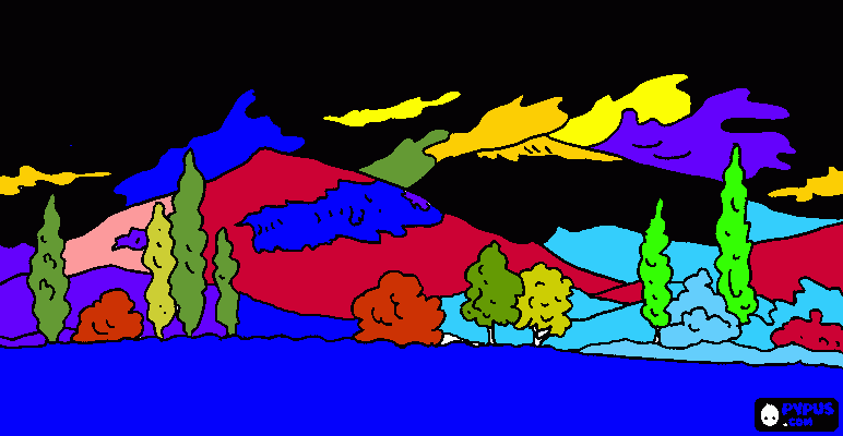 linda paisagem para colorir e imprimir