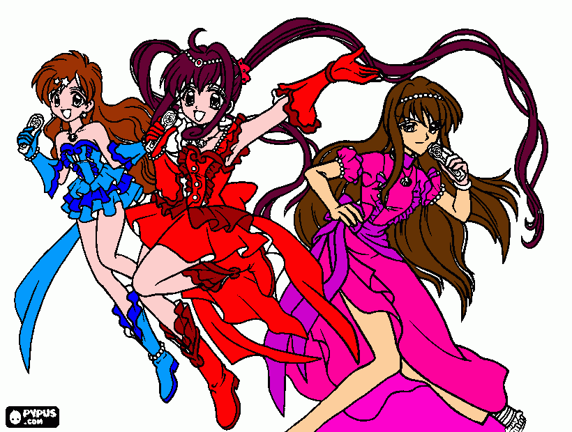 lindas tres amigas  para colorir e imprimir