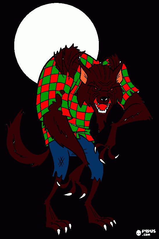 lobisomen em noite de lua cheia para colorir e imprimir