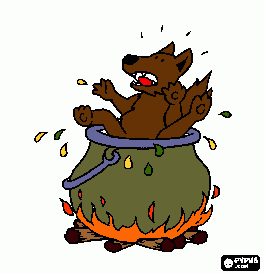 lobo caldeirão para colorir e imprimir