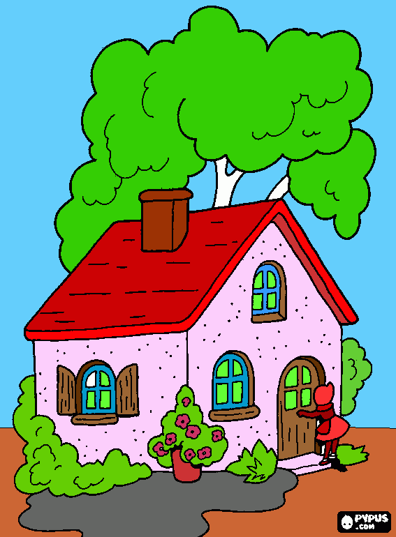 lobo vestido de chapeuzinho vermelho para colorir e imprimir