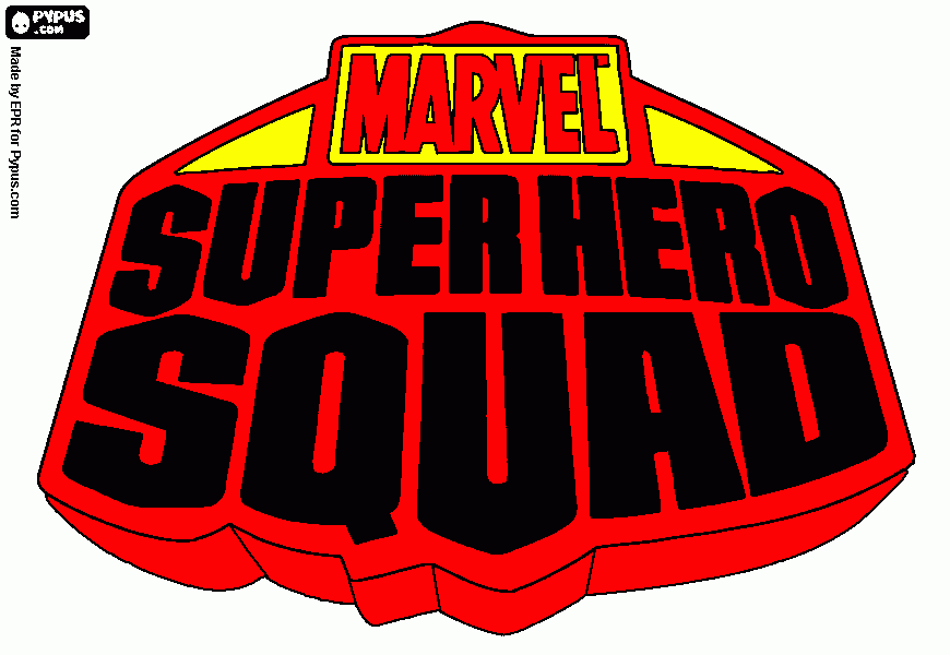 Logo MARVEL Super Hero Squad para colorir e imprimir