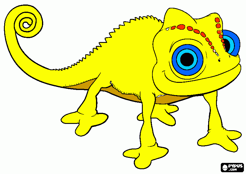 Lopes, um camaleão amarelo para colorir e imprimir