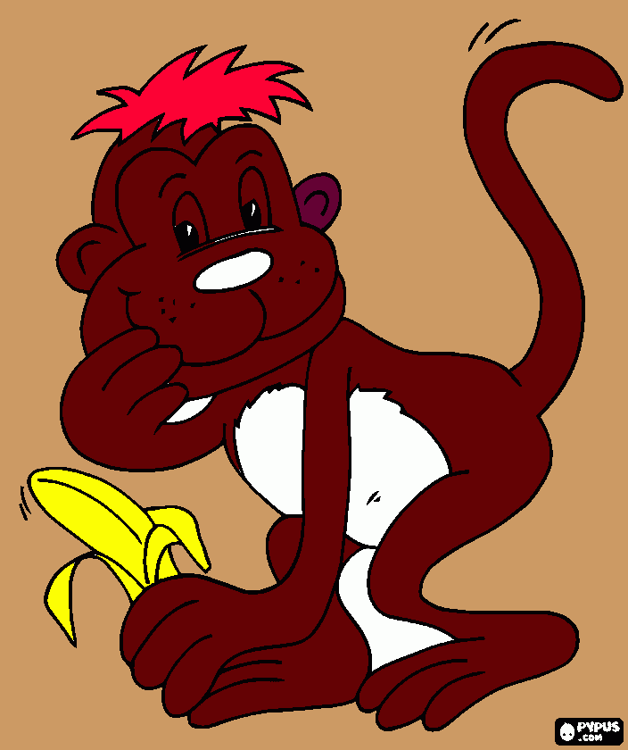 macaco  com  banana para colorir e imprimir