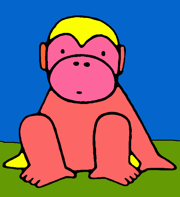 Macaco rosa para colorir e imprimir