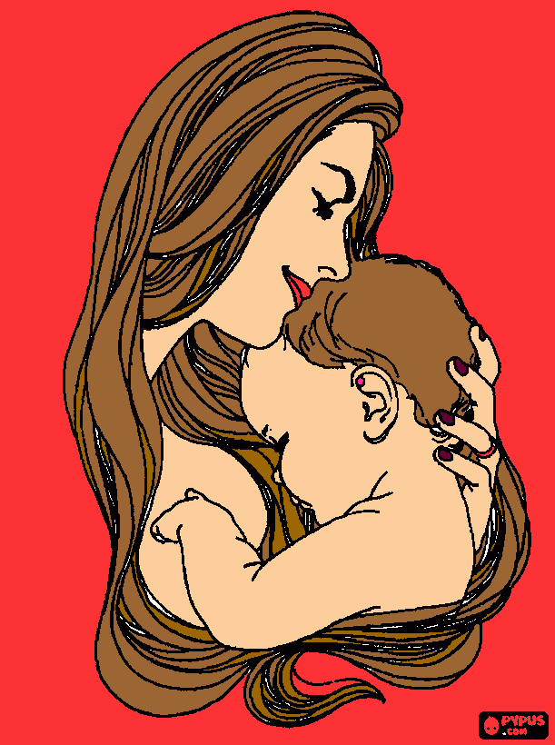 mae abraçando  o  filho para colorir e imprimir