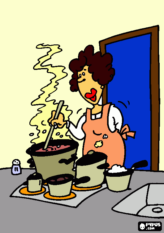 Mae cozinhando para colorir e imprimir