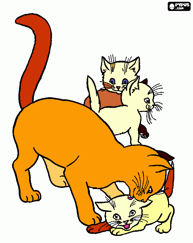 mae gata e filhotes para colorir e imprimir