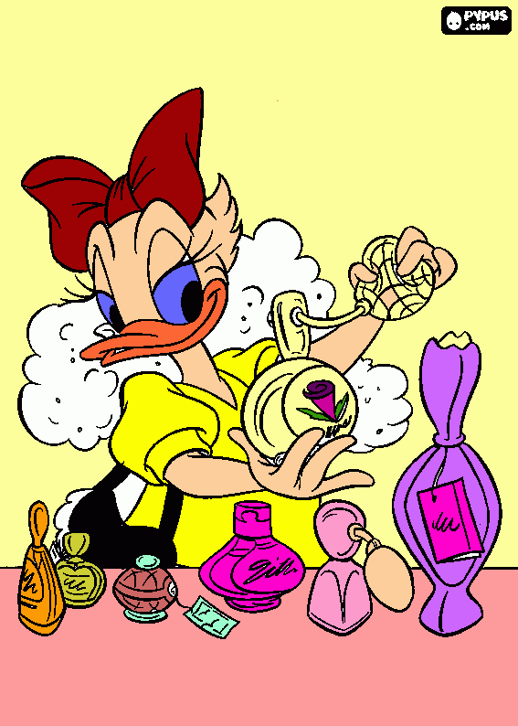 magarida numa loja de perfumes para colorir e imprimir