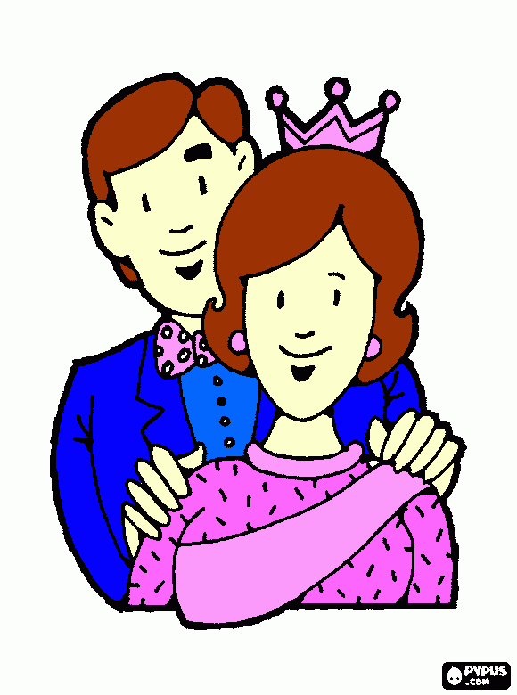 Mamãe e Papai, ela é a rainha para colorir e imprimir