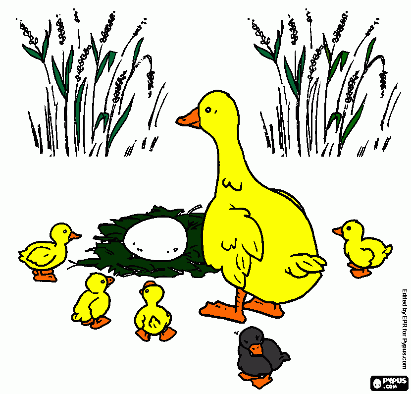 mamãe pata e filhotes para colorir e imprimir