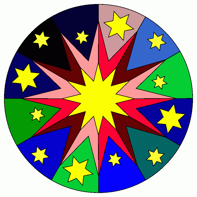 mandala com estrelas no Natal para colorir e imprimir