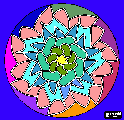 Mandala flor colorida para colorir e imprimir
