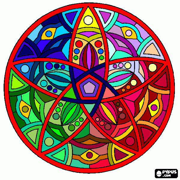 mandala pentagrama para colorir e imprimir