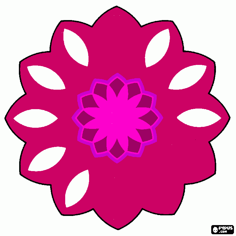 mandala rosa com preto de aspas brancas para colorir e imprimir