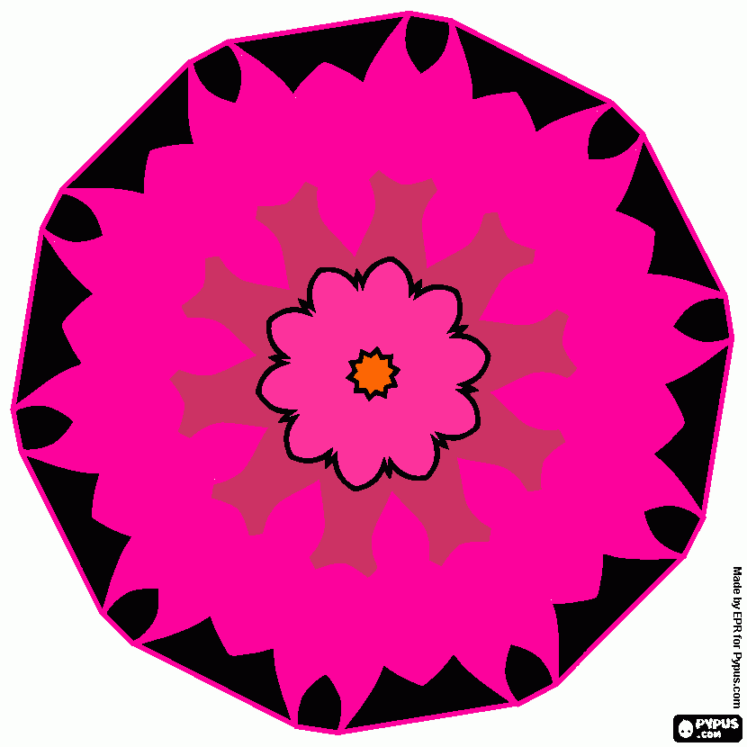 mandala rosa com preto para colorir e imprimir