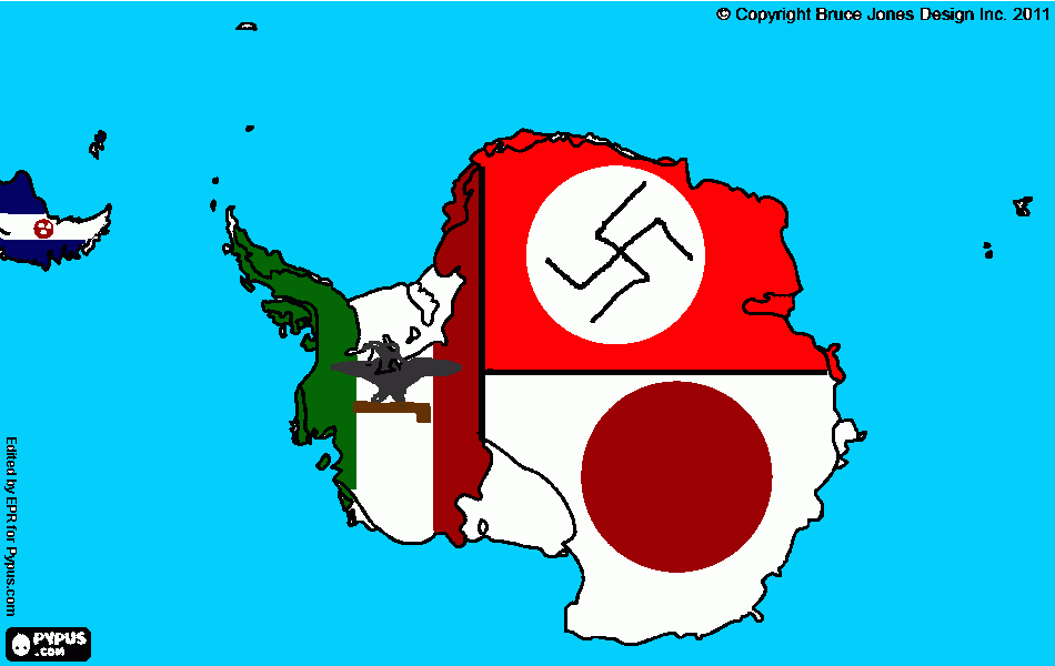 Mapa alternativo da Antartida pós segunda guerra para colorir e imprimir